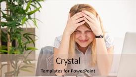  Presentation with woman menopause - Presentation theme enhanced with menopause - mature woman with headache sitting background and a coral colored foreground
