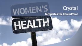  Presentation with menopause - Presentation with woman menopause - women's health sign with clouds background and a ocean colored foreground
