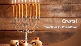  Presentation with hanukkah - Presentation theme with menorah with candles for hanukkah background and a coral colored foreground