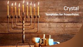  Presentation with hanukkah - Presentation theme with menorah with candles for hanukkah background and a tawny brown colored foreground