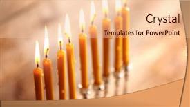  Presentation with hanukkah - Colorful presentation theme enhanced with menorah with candles for hanukkah backdrop and a lemonade colored foreground