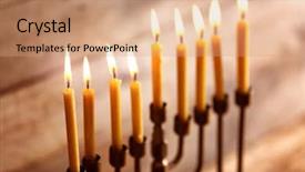  Presentation with hanukkah - Presentation theme featuring menorah with candles for hanukkah background and a coral colored foreground