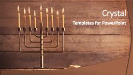  Presentation with hanukkah - PPT theme having menorah with candles for hanukkah background and a coral colored foreground