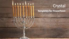  Presentation with hanukkah - PPT theme featuring menorah with candles for hanukkah background and a violet colored foreground