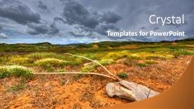  Presentation with landscape - Cool new presentation design with menorca-dramatic-landscape-in-north backdrop and a seafoam green colored foreground