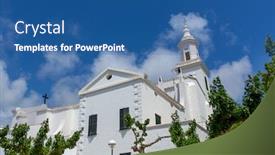  Presentation with mediterranean - Presentation consisting of menorca sant lluis san luis white mediterranean church in balearic islands background and a ocean colored foreground