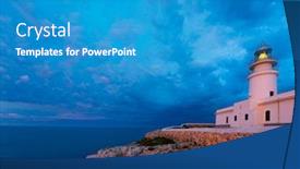  Presentation with lighthouse - Colorful presentation theme enhanced with menorca sunset in faro far de caballeria lighthouse at balearic islands es mercadal backdrop and a teal colored foreground