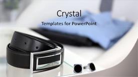  Presentation with coffee - Amazing PPT theme having mens fashion - men's belt and cufflinks backdrop and a light blue colored foreground