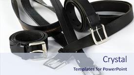  Presentation with belts - Presentation design having mens belts isolated on white background background and a sky blue colored foreground