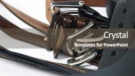  Presentation with belts - Audience pleasing presentation theme consisting of mens belts isolated on white backdrop and a tawny brown colored foreground