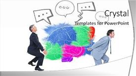  Presentation with color bubbles - Presentation design having mens carrying the color brain background and a white colored foreground