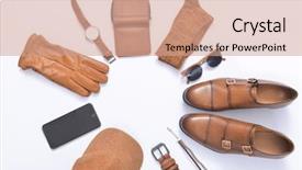  Presentation with accessories - PPT theme featuring men's casual outfit accessories background and a coral colored foreground