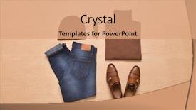  Presentation with fashion accessories - Cool new PPT layouts with men's casual outfit men' backdrop and a coral colored foreground