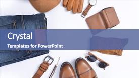  Presentation with fashion accessories - PPT layouts enhanced with men's casual outfit men' background and a ocean colored foreground