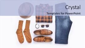  Presentation with fashion accessories - PPT theme consisting of men's casual outfit men' background and a light blue colored foreground