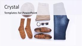  Presentation with fashion accessories - Slide deck having men's casual outfit men' background and a sky blue colored foreground