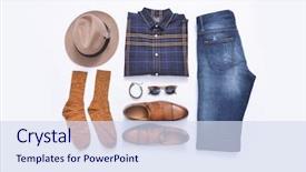  Presentation with fashion accessories - Audience pleasing presentation theme consisting of men's casual outfit men' backdrop and a sky blue colored foreground