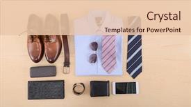  Presentation with fashion accessories - Slide deck enhanced with fashion mens wear design - men's casual outfits with accessories background and a lemonade colored foreground