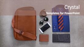  Presentation with 3d men - Colorful presentation design enhanced with fashion mens wear design - men's casual outfits and gray backdrop and a coral colored foreground