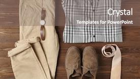  Presentation with fashion accessories - Colorful presentation design enhanced with mens clothes and accessories backdrop and a gray colored foreground