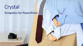  Presentation with curtain co 27 v18 01 trial - Beautiful PPT theme featuring mens day - men's clothes on chair backdrop and a sky blue colored foreground