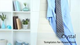  Presentation with clothes - Presentation theme with mens fashion - men's clothes on chair background and a light blue colored foreground