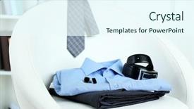  Presentation with clothes - PPT layouts featuring mens day - men's clothes on chair background and a cool aqua colored foreground