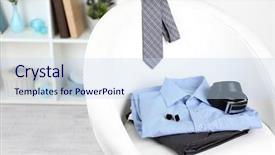  Presentation with clothes - Presentation having mens day - men's clothes on chair background and a sky blue colored foreground