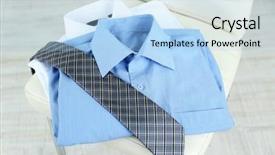  Presentation with clothes - PPT theme consisting of mens fashion - men's clothes on chair background and a light blue colored foreground