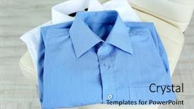  Presentation with clothing wooden clothes hanger object - PPT layouts with mens day - men's clothes on chair background and a  colored foreground