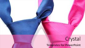  Presentation with blue pink - Beautiful presentation theme featuring mens day - pink and blue ties isolated backdrop and a coral colored foreground