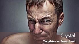  Presentation with effort - Presentation theme having men's effort expression portrait background and a violet colored foreground