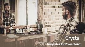  Presentation with barber shop - Colorful presentation design enhanced with male grooming - stylish man in a barber backdrop and a coral colored foreground