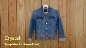  Presentation with denim - Presentation design having mens fashion - blue denim shirt is background and a tawny brown colored foreground