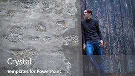  Presentation with fashion - PPT theme featuring mens fashion - young guy standing near background and a gray colored foreground