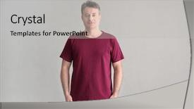  Presentation with breast cancer light shirt - Amazing slide deck having mens logo - man in color t-shirt backdrop and a light gray colored foreground
