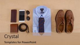  Presentation with fashion accessories - Slides having men's mans fashion background and a  colored foreground