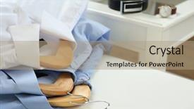  Presentation with coffee - Beautiful presentation theme featuring mens day - men's shirts on armchair near backdrop and a coral colored foreground