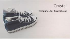  Presentation with flooring - Presentation design enhanced with mens-sneakers-on-white-wood background and a lemonade colored foreground