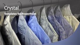  Presentation with closet - Audience pleasing presentation theme consisting of mens wear - row of dress shirts hanging backdrop and a gray colored foreground
