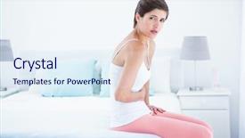  Presentation with stomach - Slide set featuring menstrual - pretty woman with stomach pain background and a sky blue colored foreground