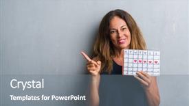  Presentation with hispanic - PPT theme having menstrual cycle - middle age hispanic woman standing background and a gray colored foreground