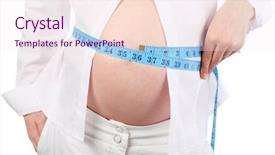  Presentation with pregnant woman - Slide set enhanced with mensuration - belly of pregnant woman background and a  colored foreground