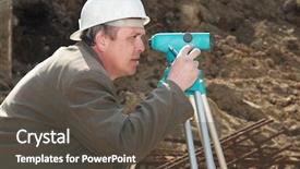  Presentation with theodolite - Theme enhanced with mensuration - worker surveyor measuring distances elevations background and a dark gray colored foreground