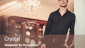  Presentation with luxury house - Cool new presentation theme with ment room - handsome young well-dressed man backdrop and a  colored foreground