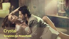  Presentation with boyfriend and girlfriend - Slide deck with ment room - young handsome man kissing his background and a violet colored foreground