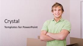  Presentation with new parents at home baby - Slides consisting of ment room - young man moving to his background and a  colored foreground