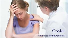  Presentation with teenage depression - Colorful PPT theme enhanced with mental - teenage girl suffering with depression backdrop and a sky blue colored foreground