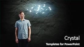  Presentation with man looking up happy - Amazing slide deck having pastel colors with lavande backdrop and a white colored foreground