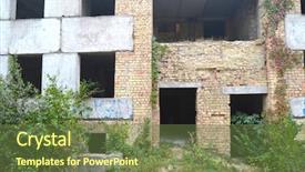  Presentation with construction site construction - Colorful PPT theme enhanced with mental damage - abandoned construction site of hospital backdrop and a  colored foreground